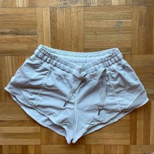White lululemon running shorts